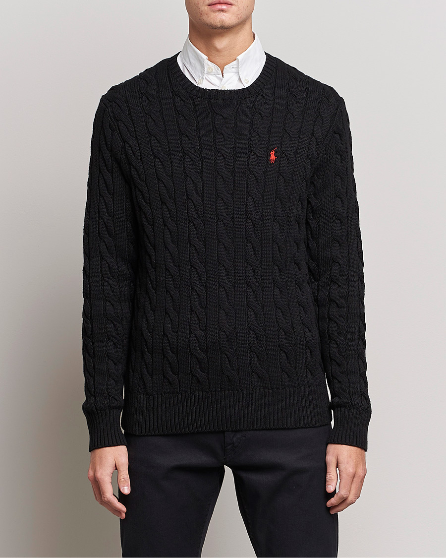 Herren | Pullover | Polo Ralph Lauren | Cotton Cable Pullover Polo Black