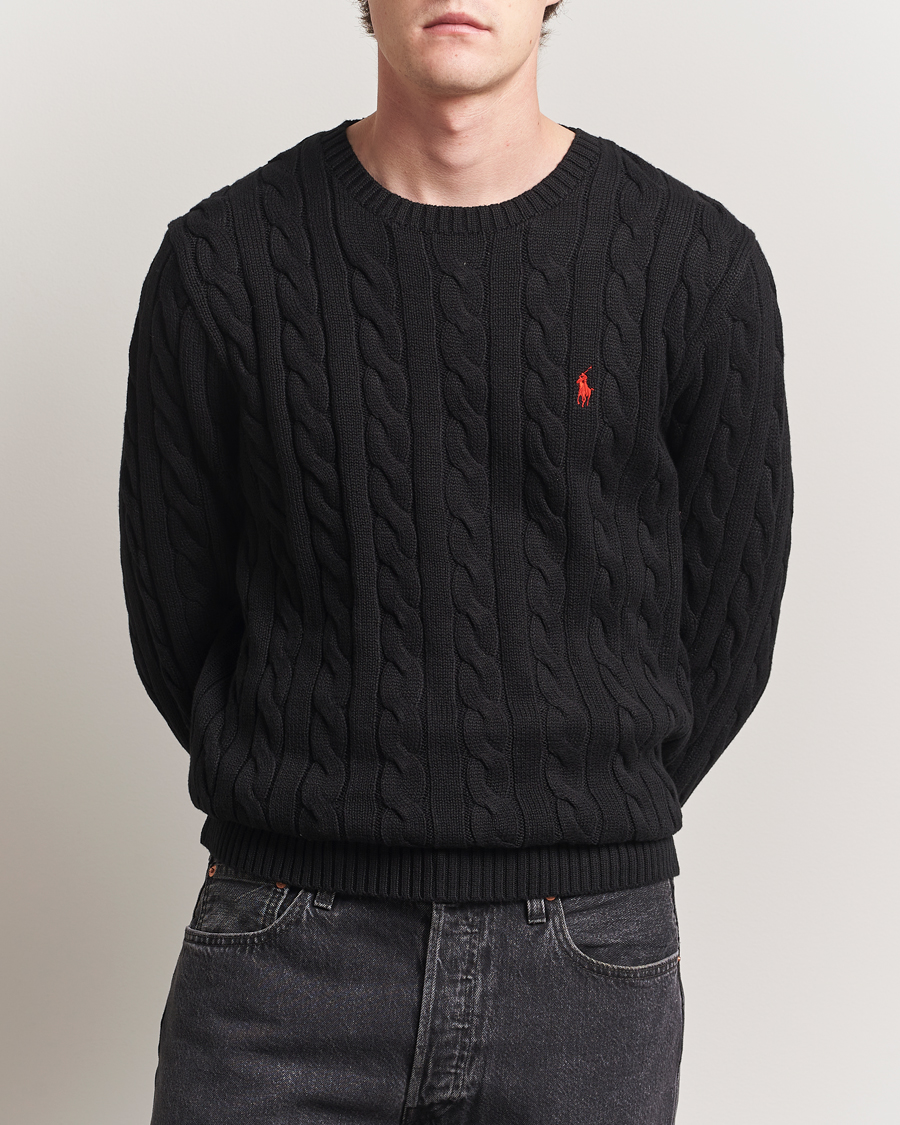 Herren | Pullover | Polo Ralph Lauren | Cotton Cable Pullover Polo Black
