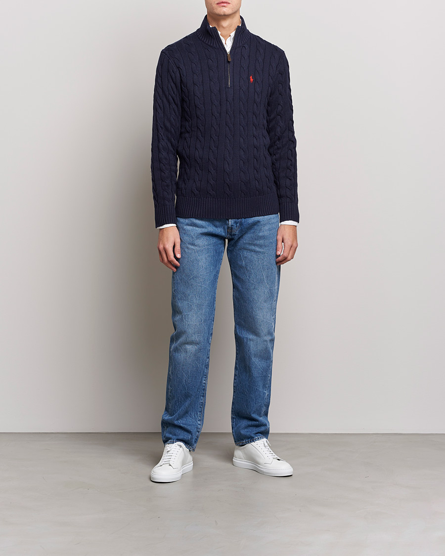 Herren | Pullover | Polo Ralph Lauren | Cotton Cable Half Zip Hunter Navy