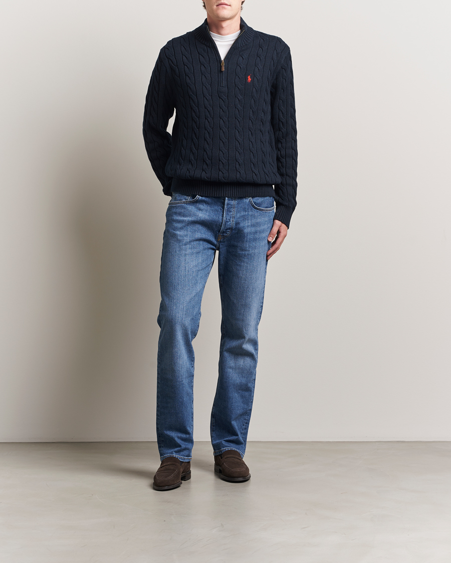 Herren | Pullover | Polo Ralph Lauren | Cotton Cable Half Zip Hunter Navy
