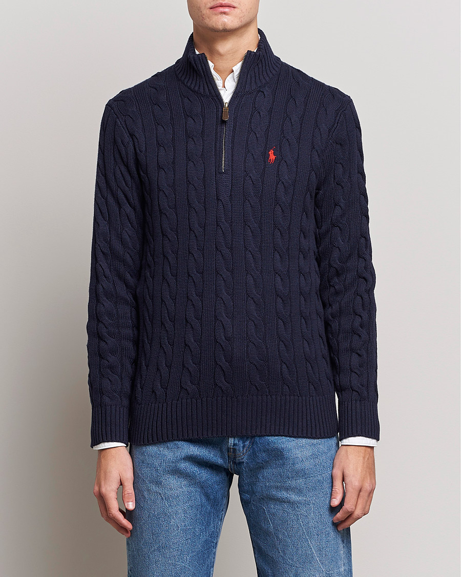 Herren |  | Polo Ralph Lauren | Cotton Cable Half Zip Sweater Hunter Navy