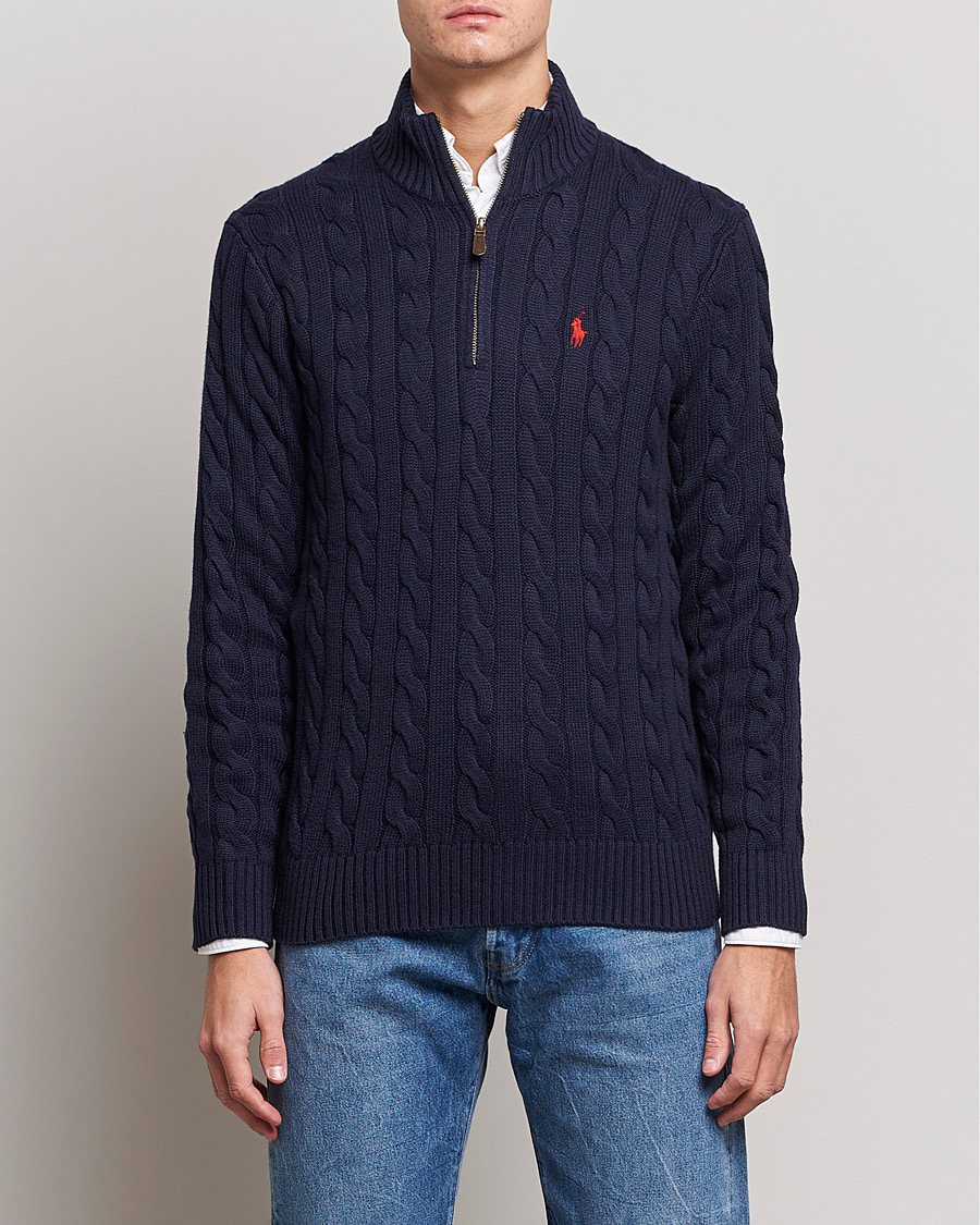 Herren | Pullover | Polo Ralph Lauren | Cotton Cable Half Zip Hunter Navy