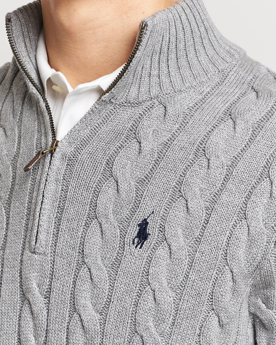Herren | Pullover | Polo Ralph Lauren | Cotton Cable Half Zip Fawn Grey Heather