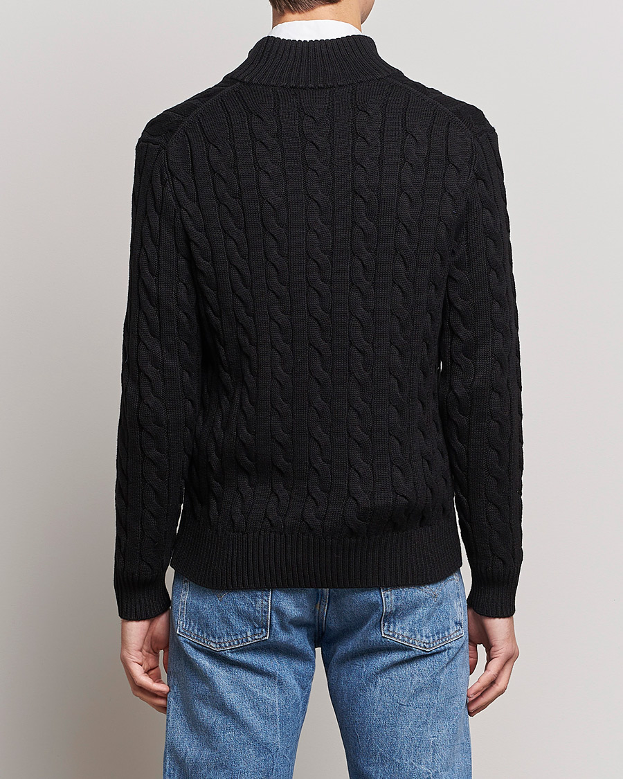 Herren | Pullover | Polo Ralph Lauren | Cotton Cable Half Zip Polo Black