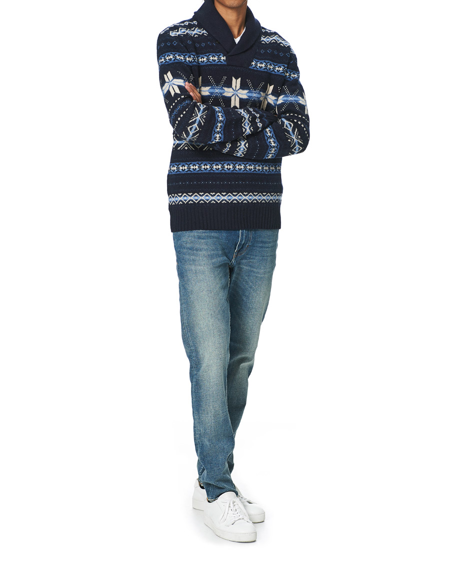 Herren | Pullover | Polo Ralph Lauren | Wool Snowflake Shawl Collar Sweater Navy