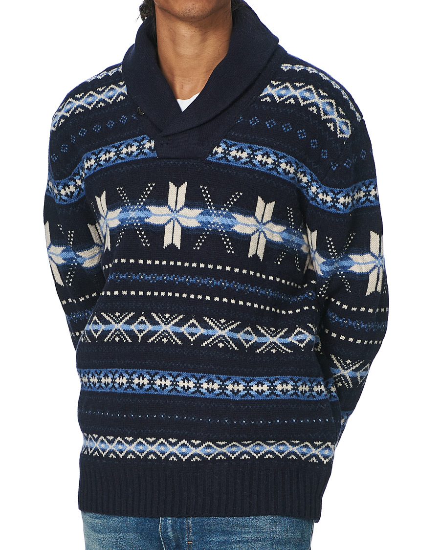 Herren | Pullover | Polo Ralph Lauren | Wool Snowflake Shawl Collar Sweater Navy