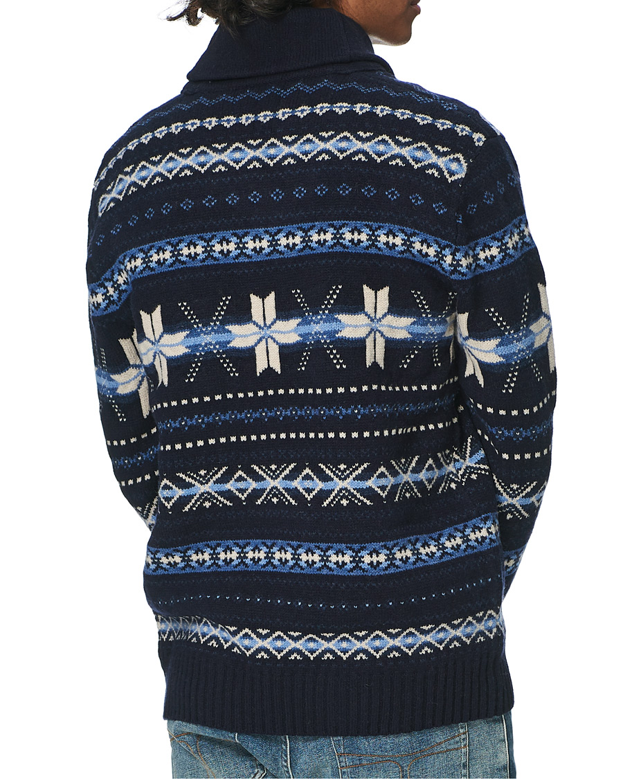 Herren | Pullover | Polo Ralph Lauren | Wool Snowflake Shawl Collar Sweater Navy