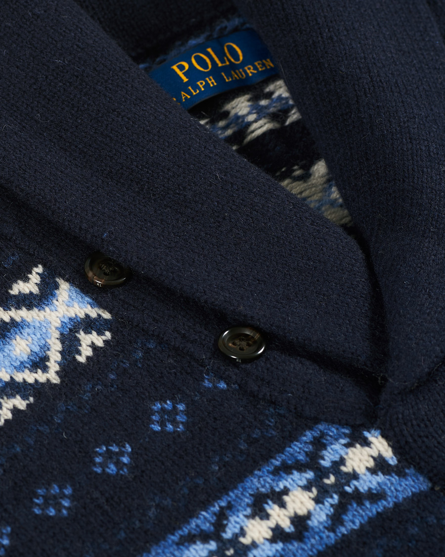 Herren | Pullover | Polo Ralph Lauren | Wool Snowflake Shawl Collar Sweater Navy
