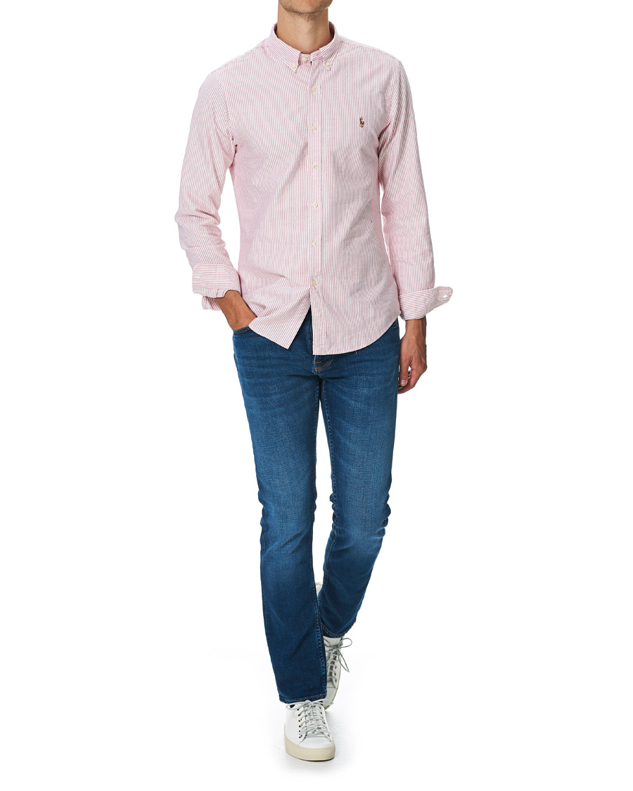 Herren | Hemden | Polo Ralph Lauren | Slim Fit Striped Oxford Shirt Burgundy/White