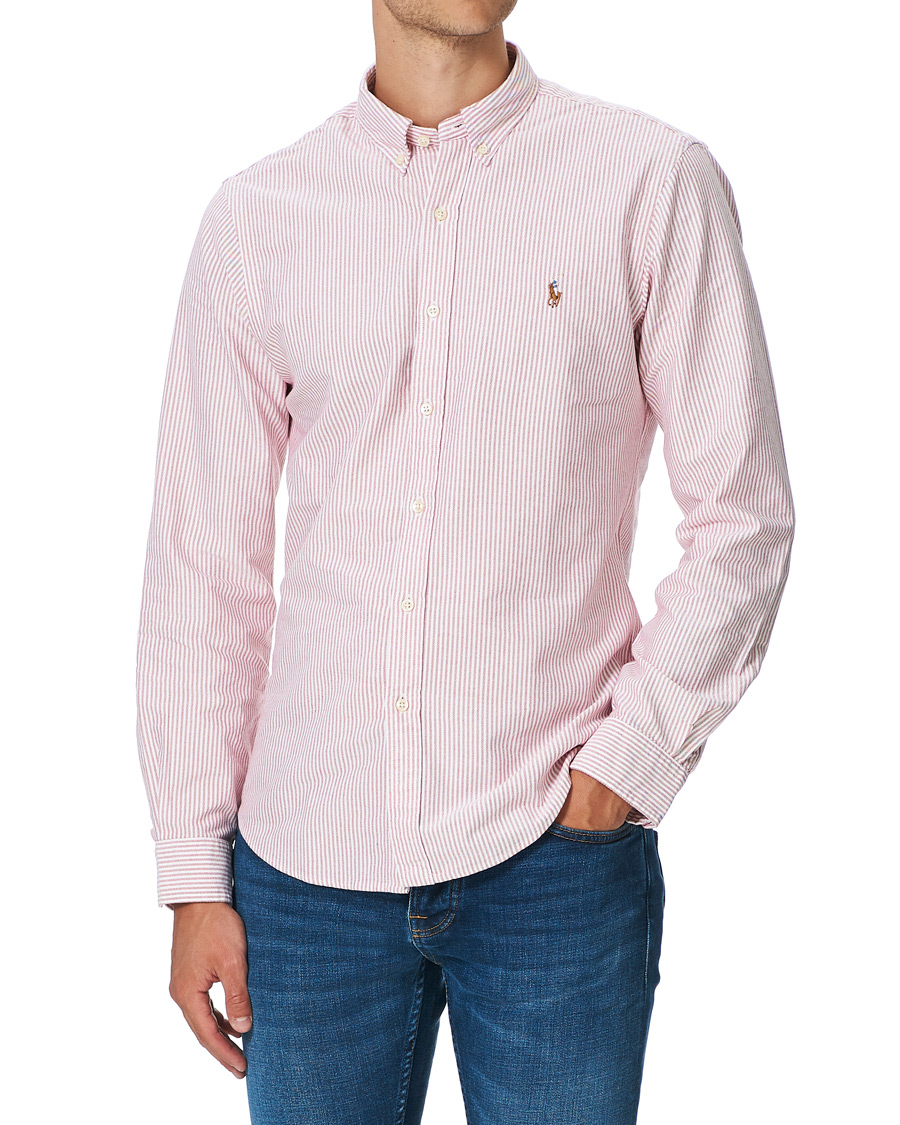 Herren | Hemden | Polo Ralph Lauren | Slim Fit Striped Oxford Shirt Burgundy/White