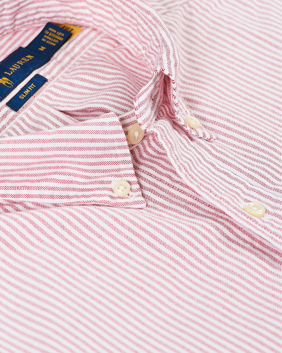 Herren | Hemden | Polo Ralph Lauren | Slim Fit Striped Oxford Shirt Burgundy/White