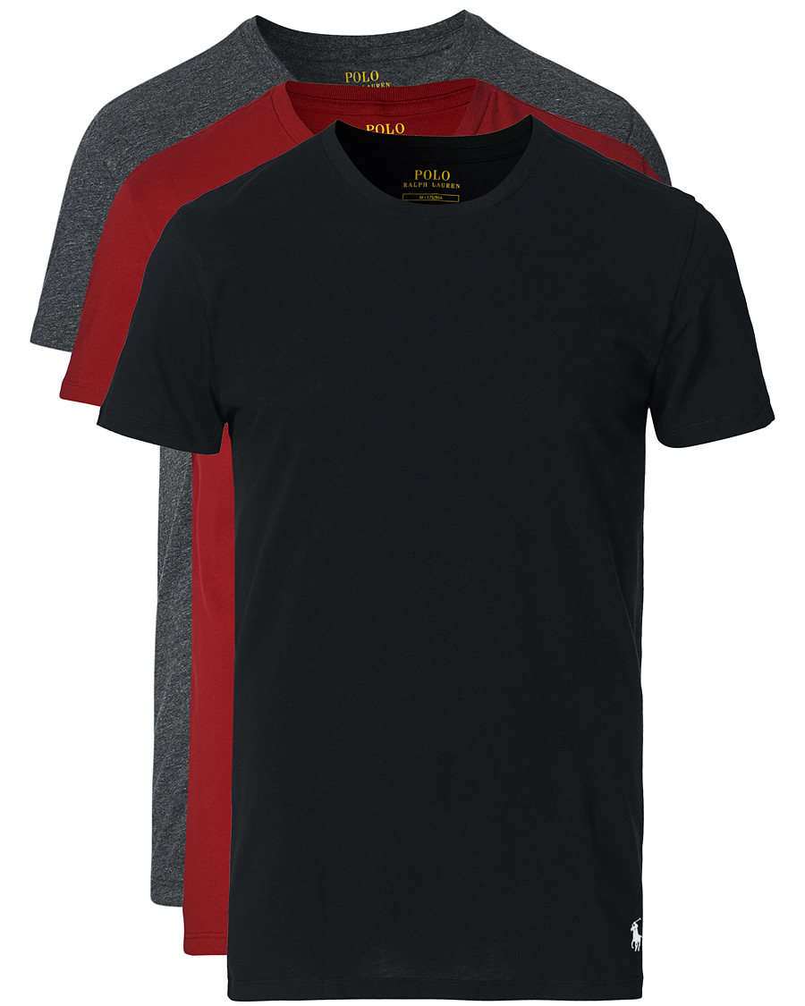 Herren | T-Shirts | Polo Ralph Lauren | 3-Pack Crew Neck Tee Black/Charcoal/Eaton Red