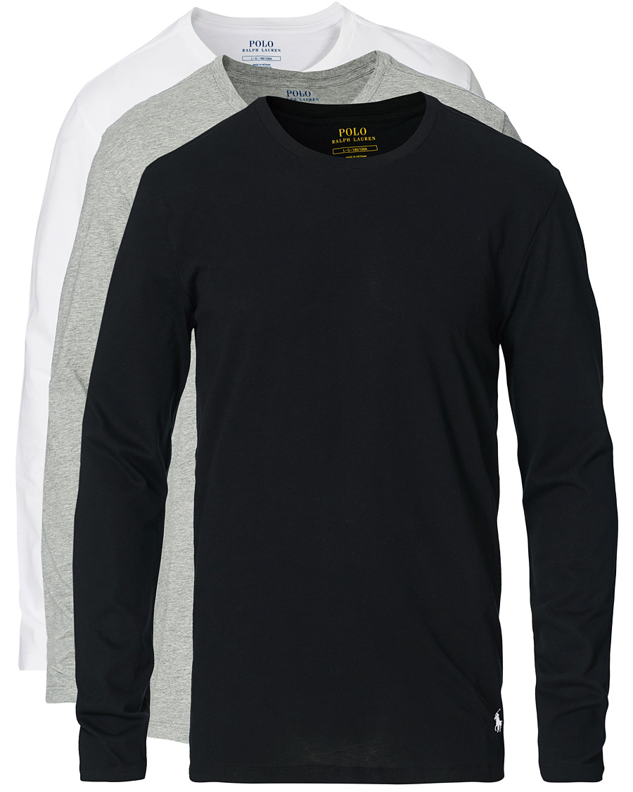 Herren | T-Shirts | Polo Ralph Lauren | 3-Pack Long Sleeve Tee White/Black/Heather