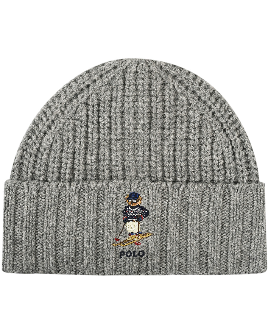 Herren | Polo Ralph Lauren Chunky Rib Bear Beanie Classic Grey Heather | Polo Ralph Lauren | Chunky Rib Bear Beanie Classic Grey Heather
