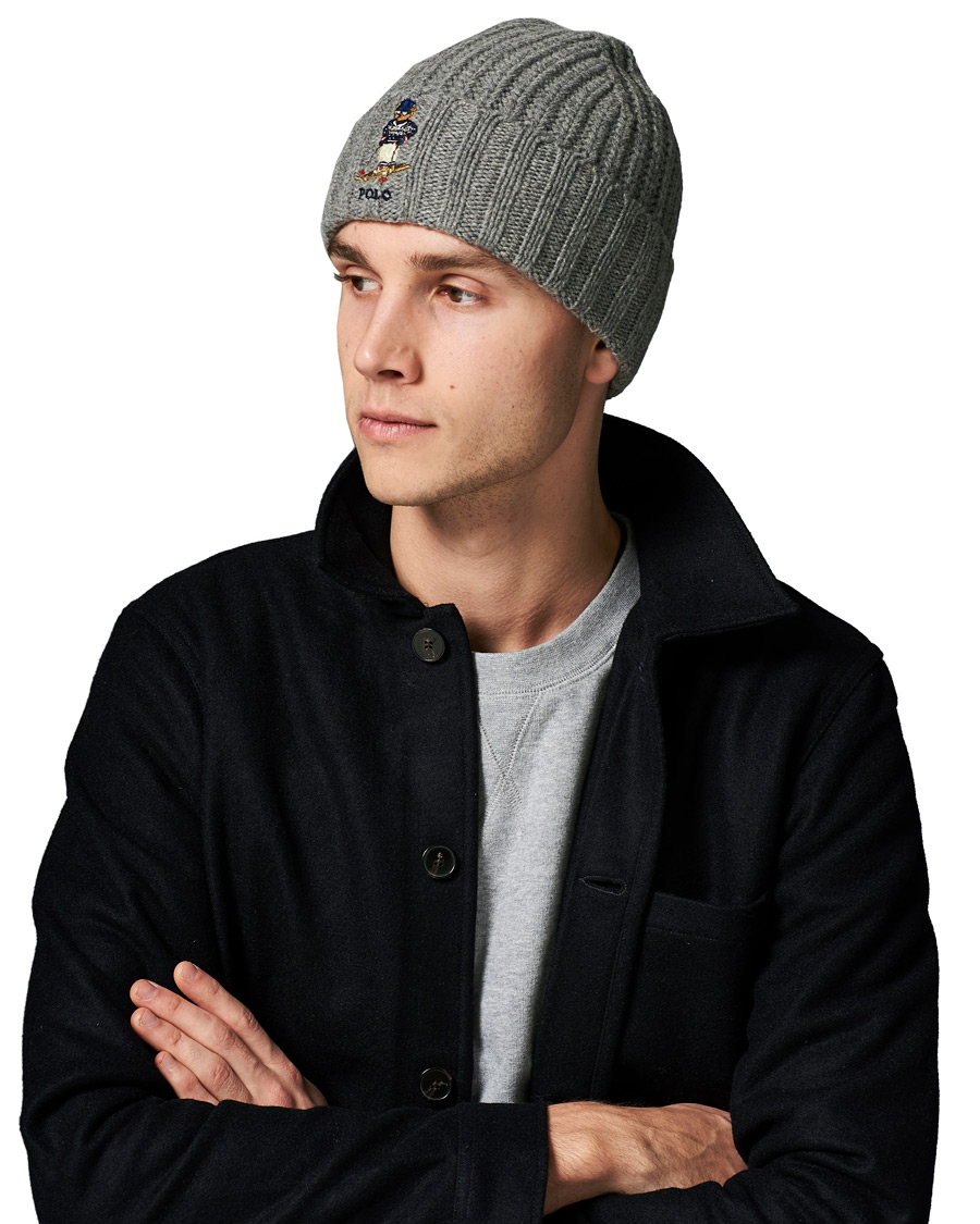 Herren | Polo Ralph Lauren Chunky Rib Bear Beanie Classic Grey Heather | Polo Ralph Lauren | Chunky Rib Bear Beanie Classic Grey Heather