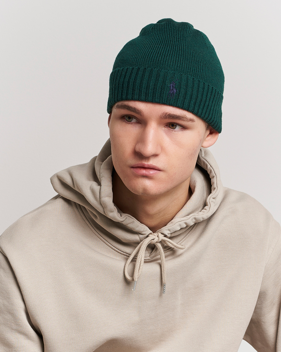 Herren | Polo Ralph Lauren Merino Wool Beanie College Green | Polo Ralph Lauren | Merino Wool Beanie College Green