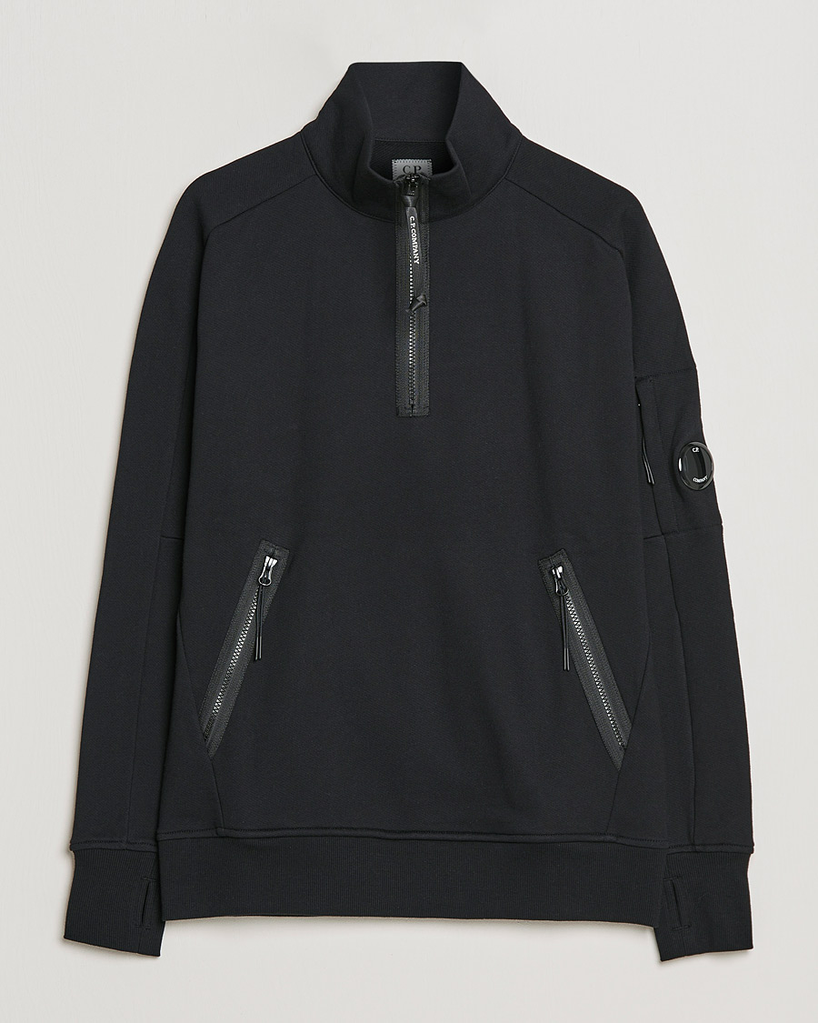 Herren | Pullover | C.P. Company | Diagonal Raised Fleece Half Zip Lens Sweatshirt Black