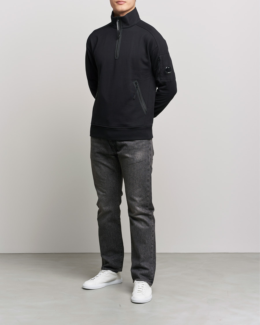 Herren | C.P. Company | C.P. Company | Diagonal Raised Fleece Half Zip Lens Sweatshirt Black