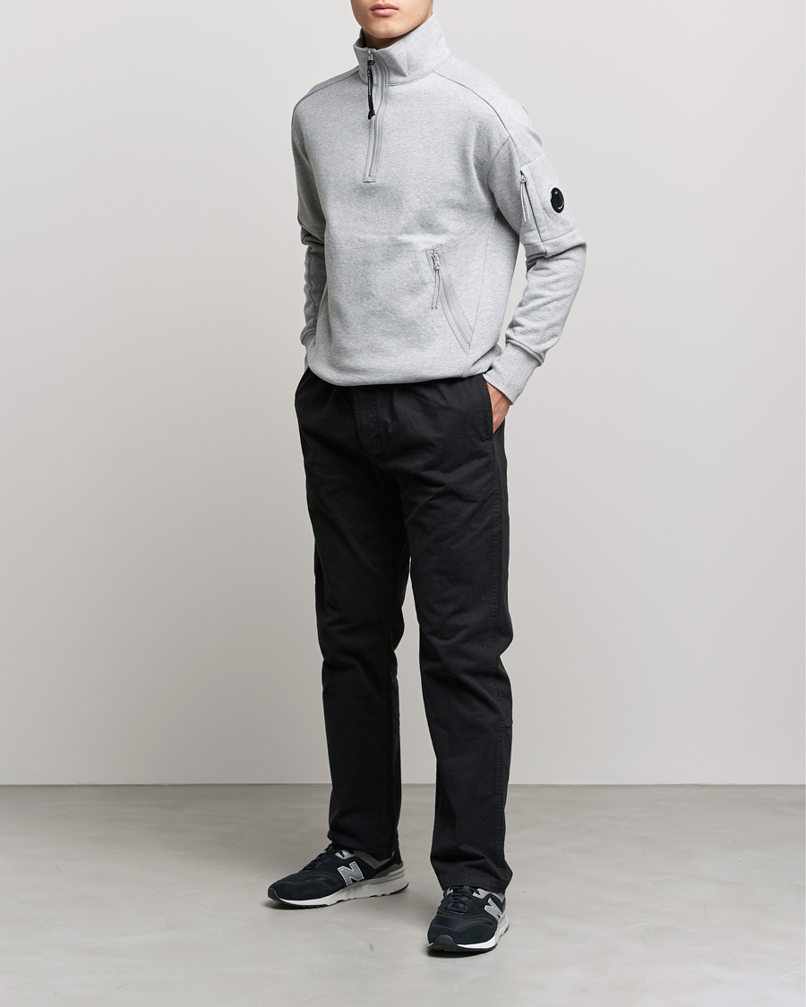 Herren | C.P. Company | C.P. Company | Diagonal Raised Fleece Half Zip Lens Sweatshirt Grey Mel