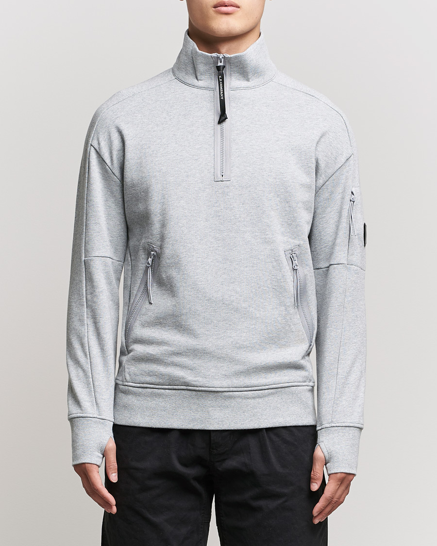 Herren |  | C.P. Company | Diagonal Raised Fleece Half Zip Lens Sweatshirt Grey Mel