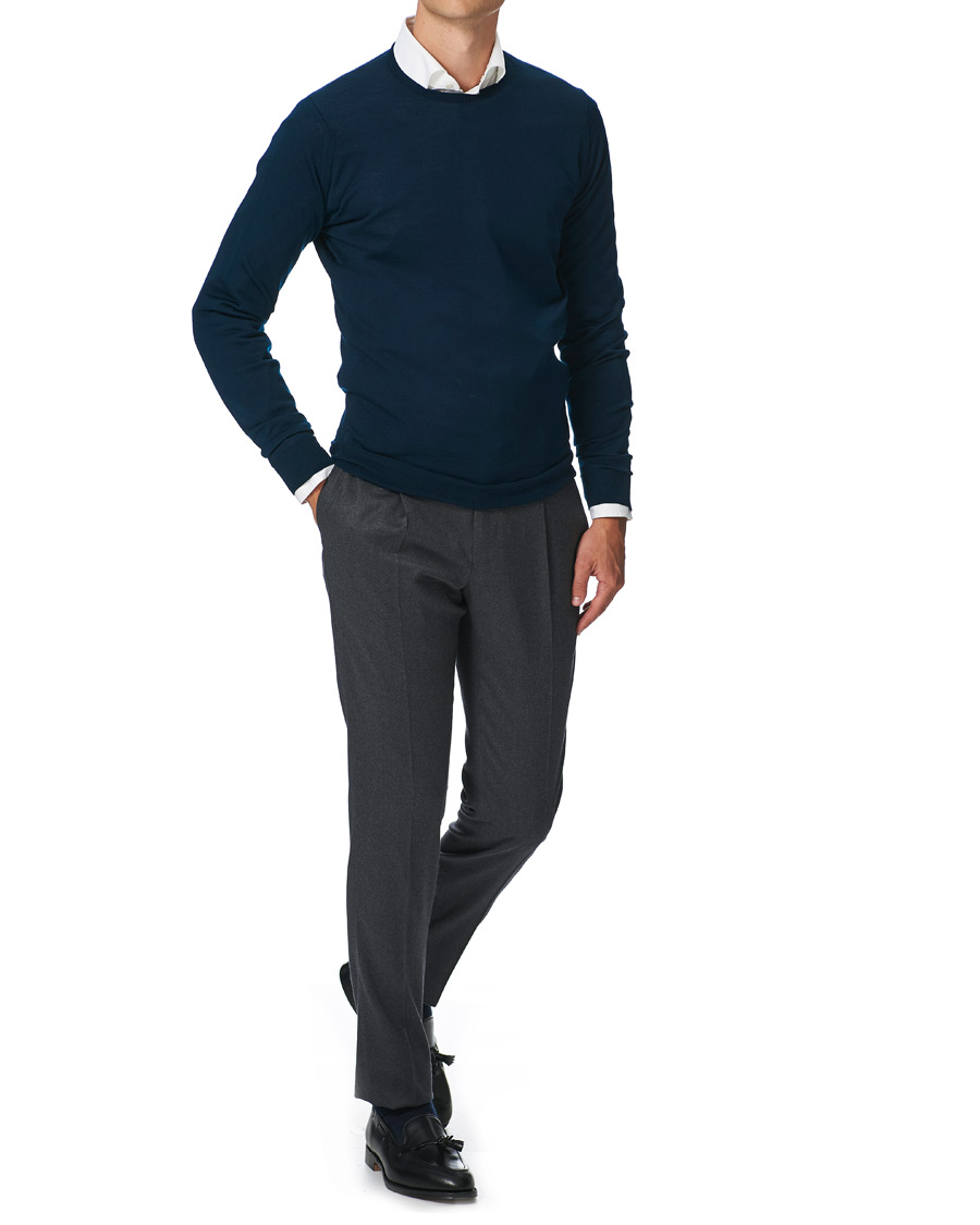 Herren | Pullover | John Smedley | Lundy Extra Fine Merino Crew Neck Orion Green