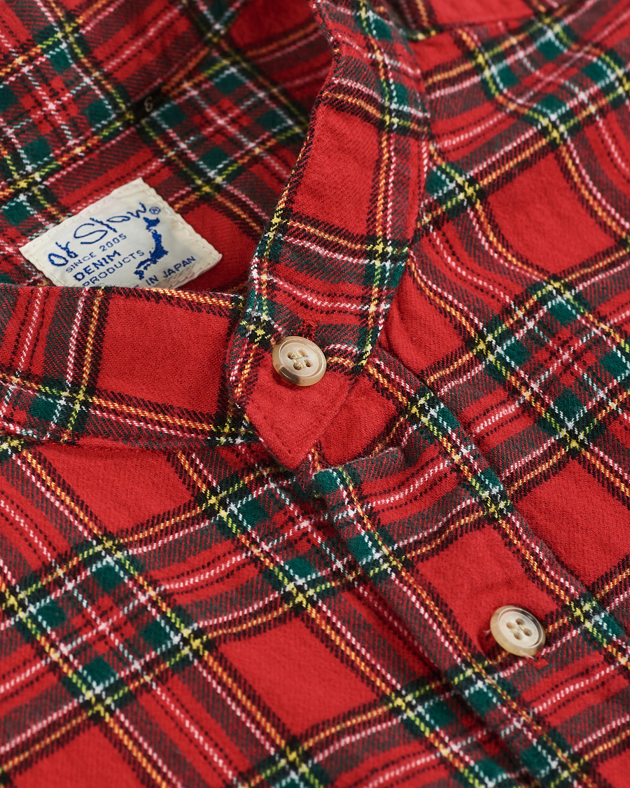Herren | Hemden | orSlow | Loose Fit Stand Collar Shirt Red Check