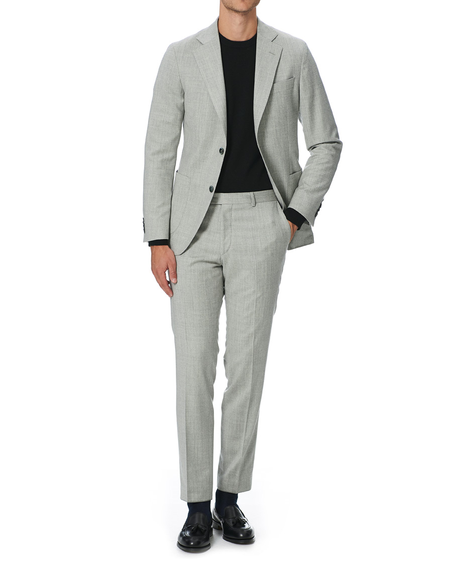 Herren | Anzüge | Oscar Jacobson | Egel Wool/Silk Patch Pocket Suit Light Grey