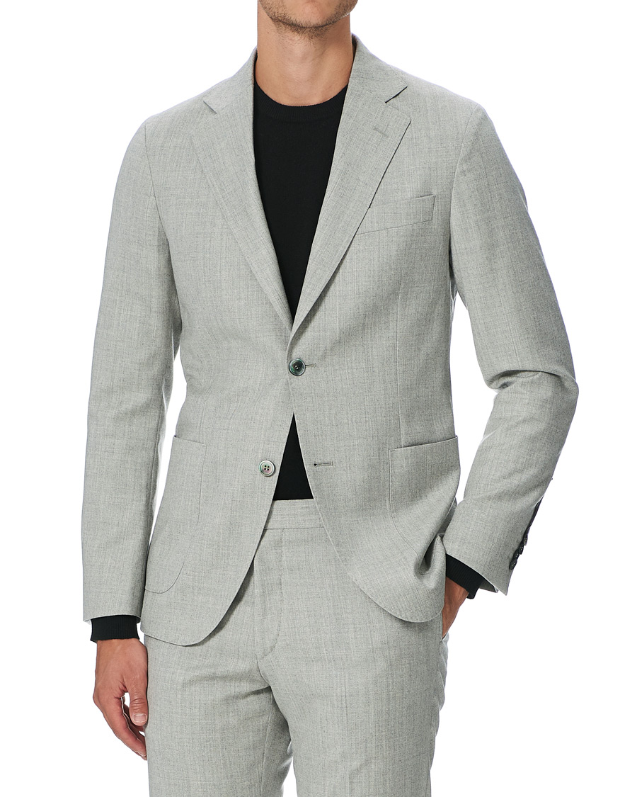 Herren | Anzüge | Oscar Jacobson | Egel Wool/Silk Patch Pocket Suit Light Grey