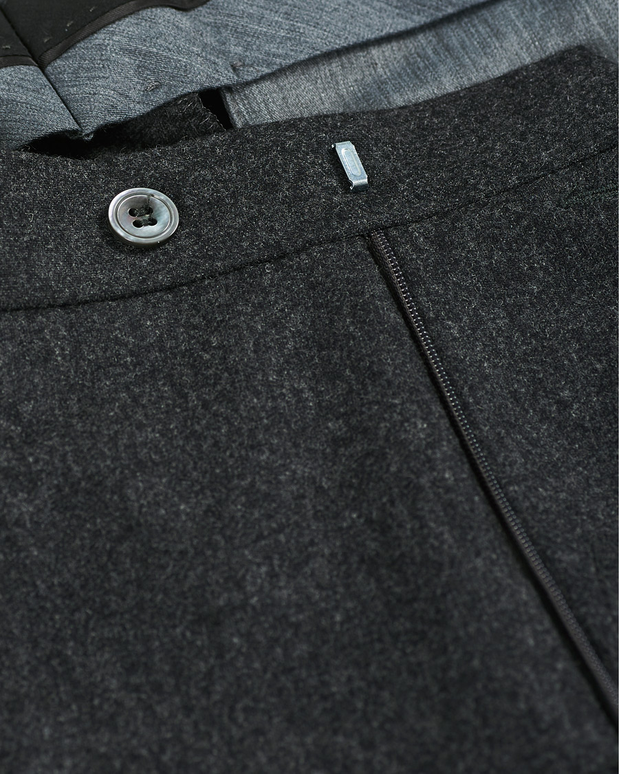 Herren | Hosen | Oscar Jacobson | Denz Turn Up Flannel Trousers Charcoal