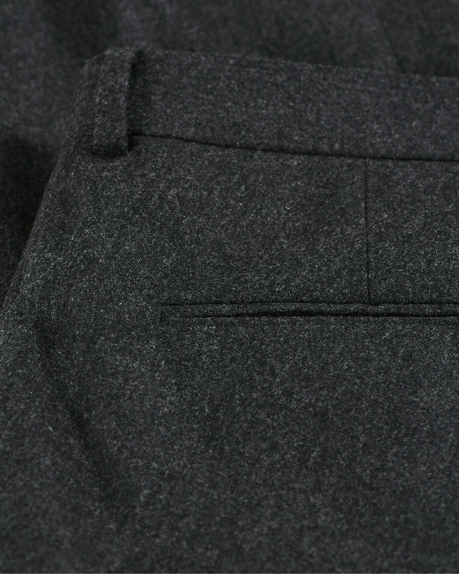 Herren | Hosen | Oscar Jacobson | Denz Turn Up Flannel Trousers Charcoal