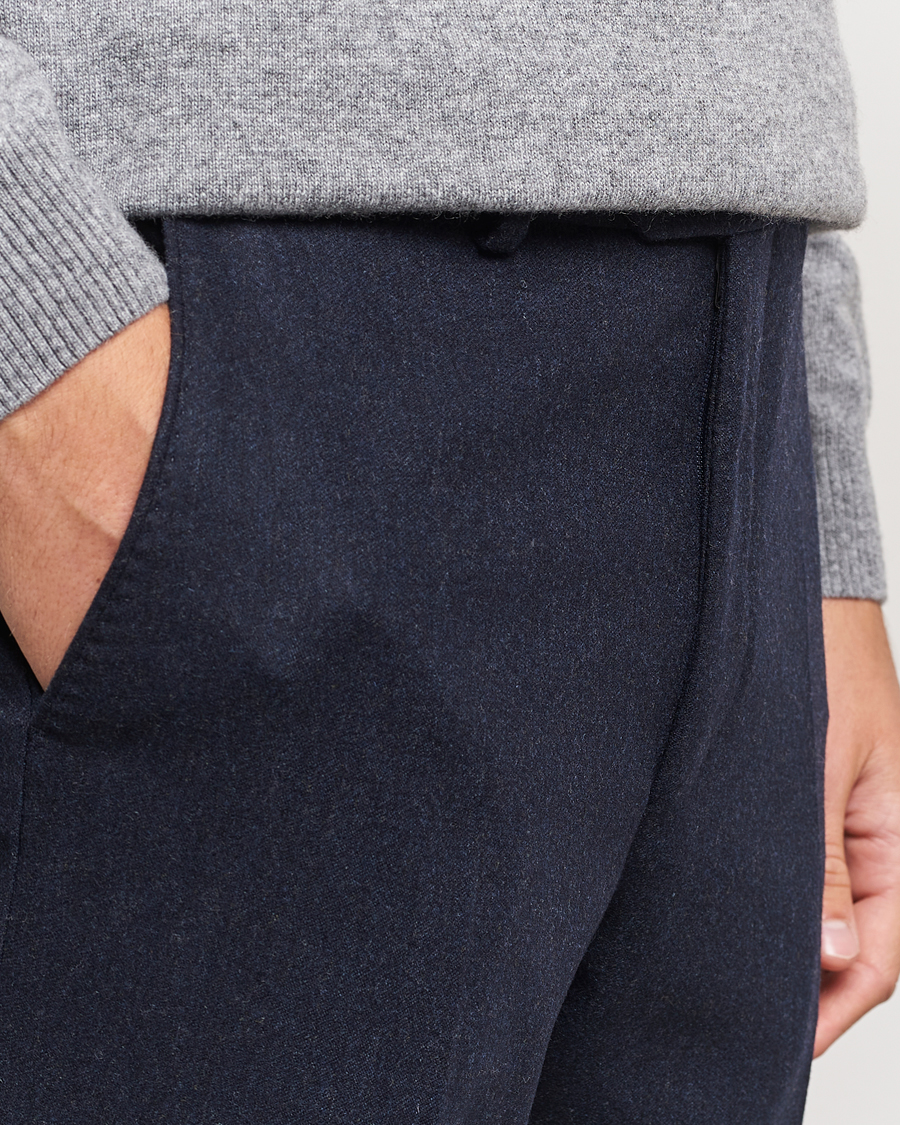 Herren | Hosen | Oscar Jacobson | Denz Turn Up Flannel Trousers Navy Melange