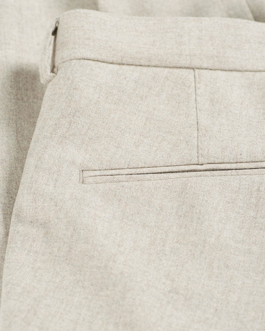 Herren | Hosen | Oscar Jacobson | Denz Turn Up Flannel Trousers Beige
