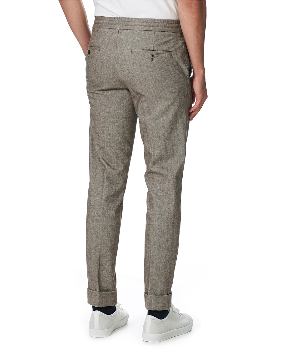 Herren | Hosen | Oscar Jacobson | Nolan Drawstring Herringbone Trousers Light Brown