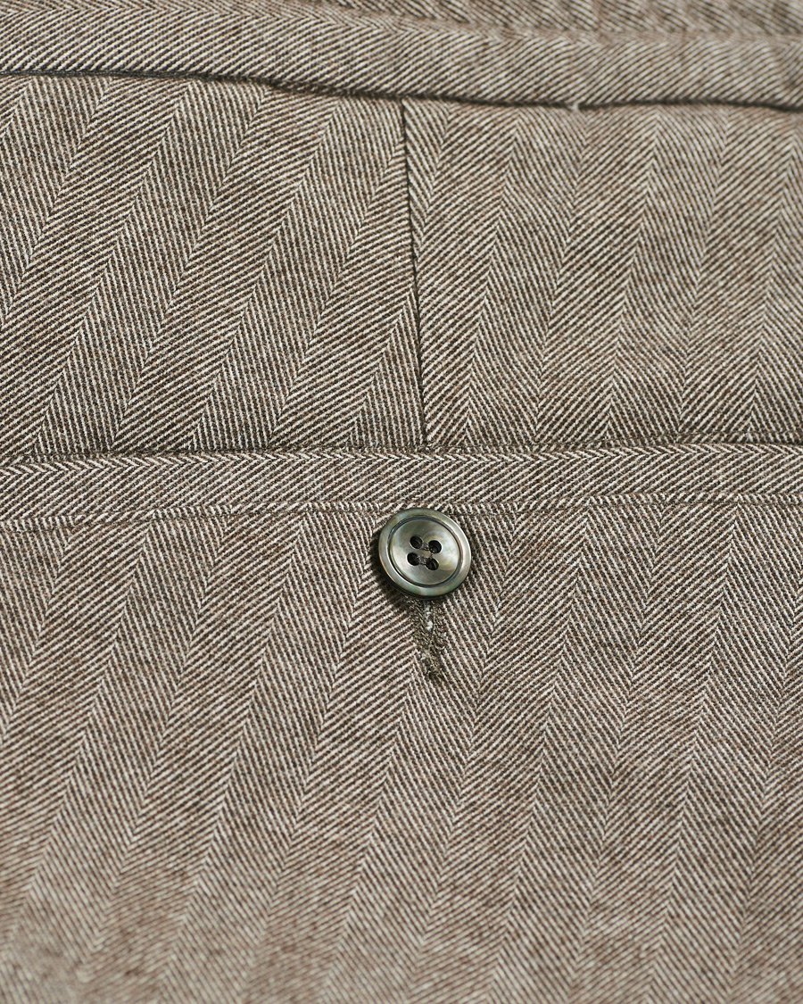 Herren | Hosen | Oscar Jacobson | Nolan Drawstring Herringbone Trousers Light Brown