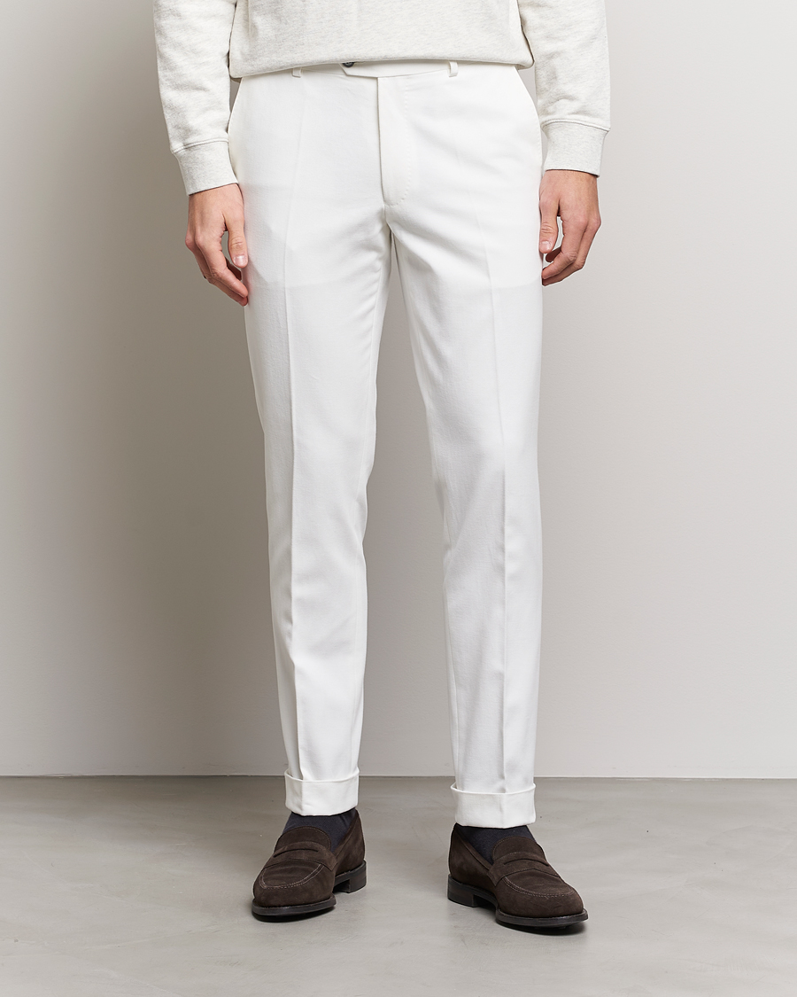 Herren |  | Oscar Jacobson | Denz Brushed Cotton Turn Up Trousers Off White