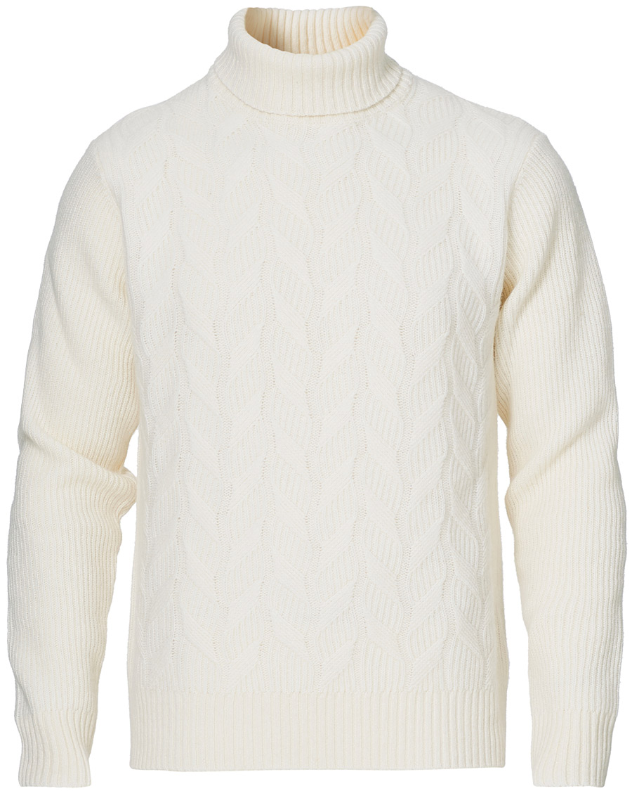 Herren | Pullover | Oscar Jacobson | Samir Wool/Cashmere Cable Rollneck Creme