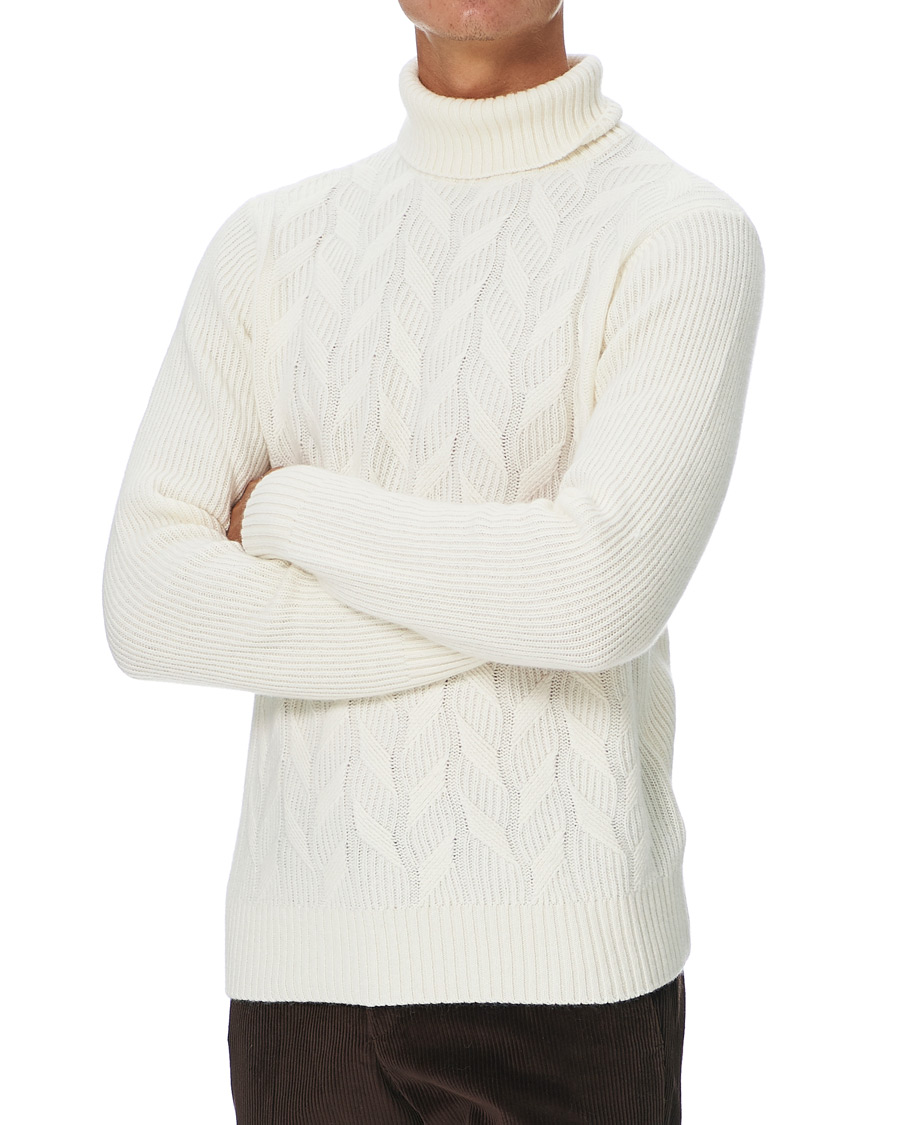 Herren | Pullover | Oscar Jacobson | Samir Wool/Cashmere Cable Rollneck Creme