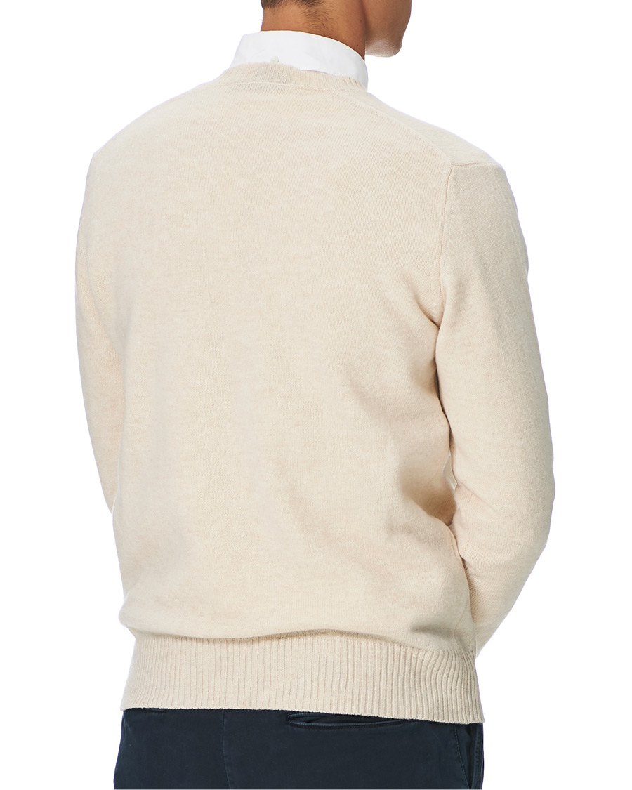Herren | Pullover | Oscar Jacobson | Lionel Heavy Wool V-Neck Creme