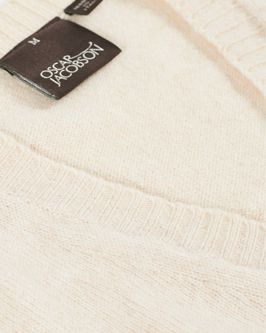 Herren | Pullover | Oscar Jacobson | Lionel Heavy Wool V-Neck Creme