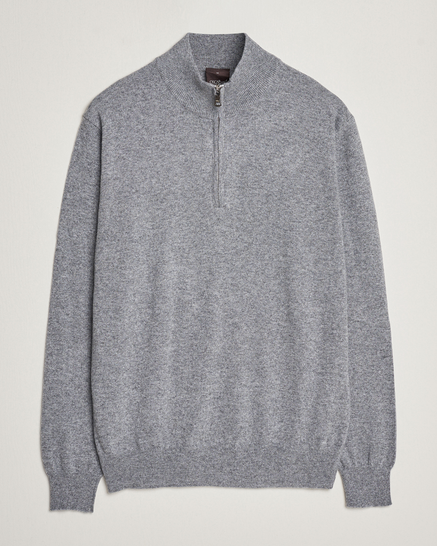 Herren | Pullover | Oscar Jacobson | Patton Wool/Cashmere Half Zip Grey Melange