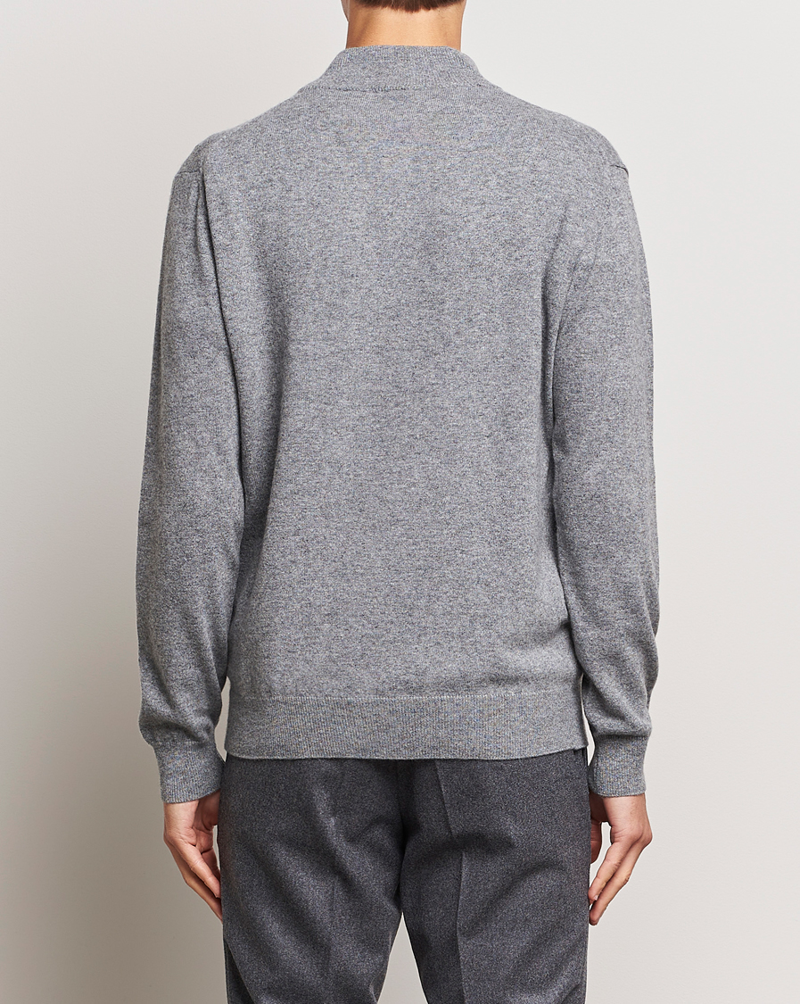 Herren | Pullover | Oscar Jacobson | Patton Wool/Cashmere Half Zip Grey Melange