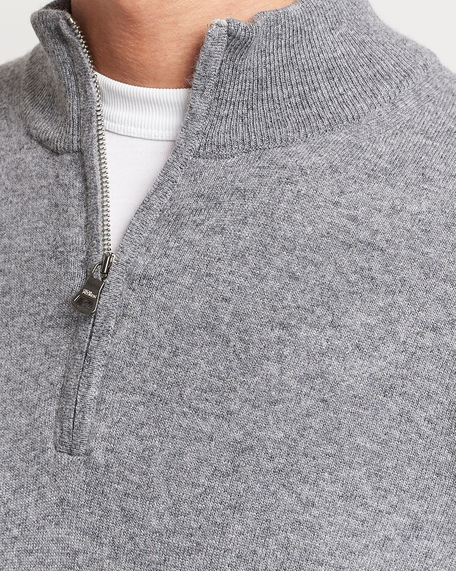 Herren | Pullover | Oscar Jacobson | Patton Wool/Cashmere Half Zip Grey Melange
