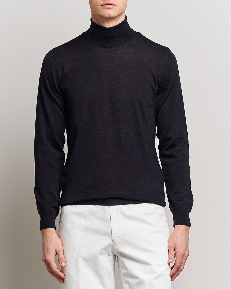 Herren | Rollkragenpullover | Oscar Jacobson | Cole Extra Fine Merino Rollneck Navy
