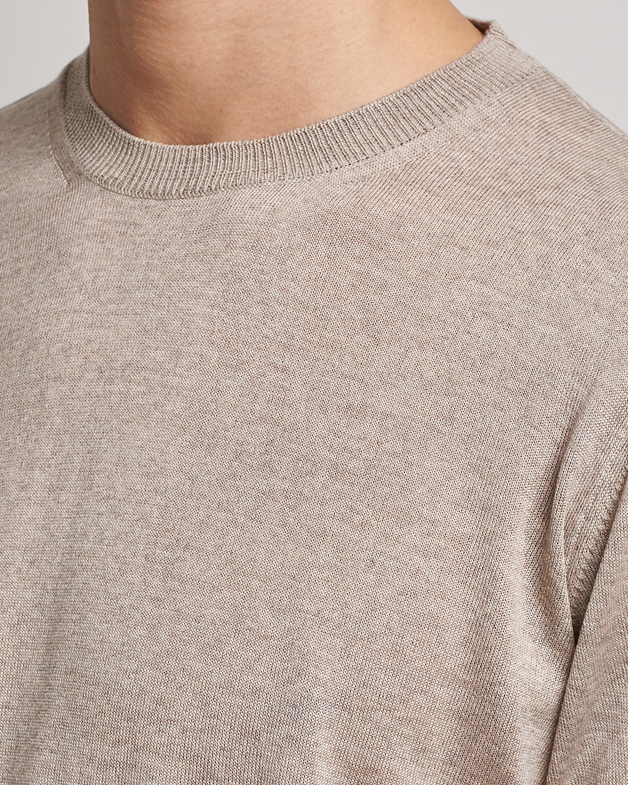 Herren | Pullover | Oscar Jacobson | Custer Extra Fine Merino Crew Neck Beige
