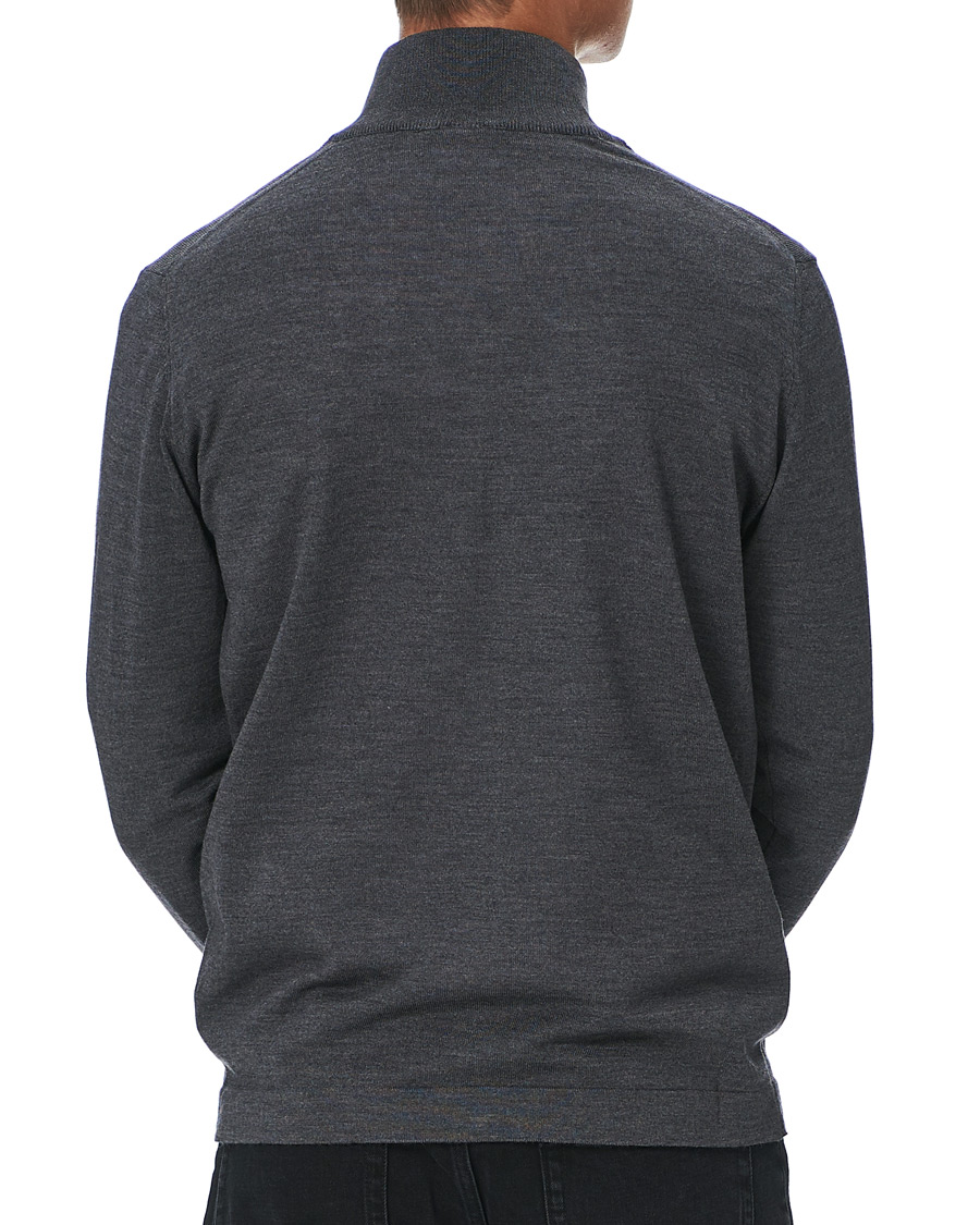 Herren | Pullover | Oscar Jacobson | Ariel Extra Fine Merino Full Zip Grey