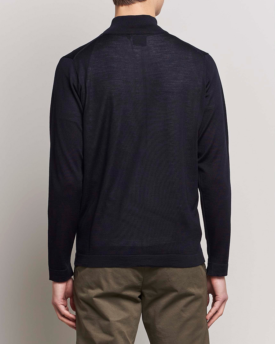 Herren | Pullover | Oscar Jacobson | Ariel Extra Fine Merino Full Zip Navy