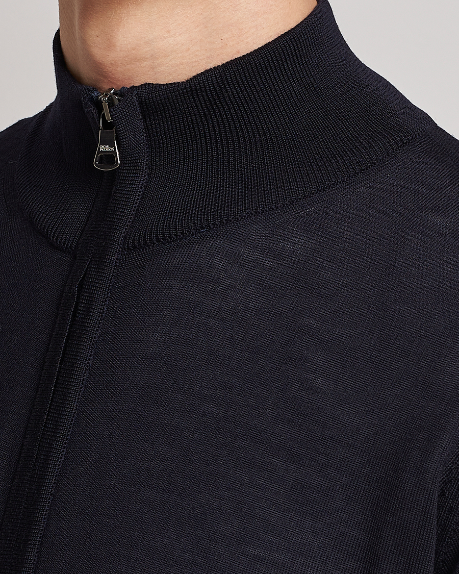 Herren | Pullover | Oscar Jacobson | Ariel Extra Fine Merino Full Zip Navy