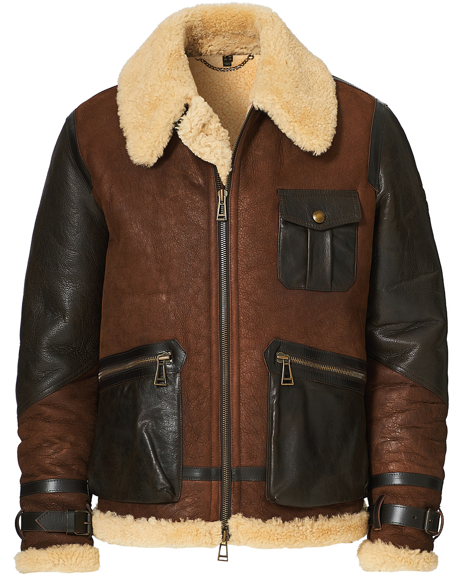 Herren | Jacken | Belstaff | Astell Sherling Leather Jacket Brown/Natural