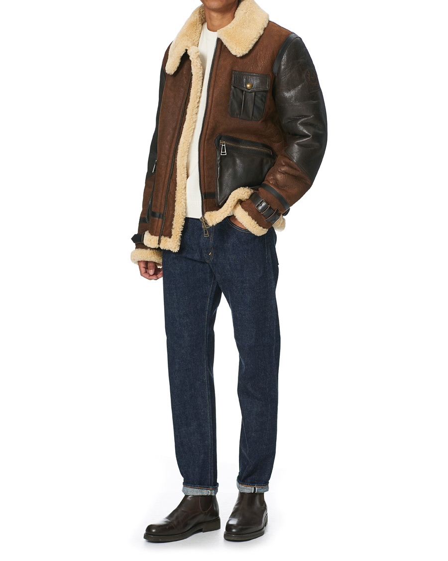 Herren | Jacken | Belstaff | Astell Sherling Leather Jacket Brown/Natural
