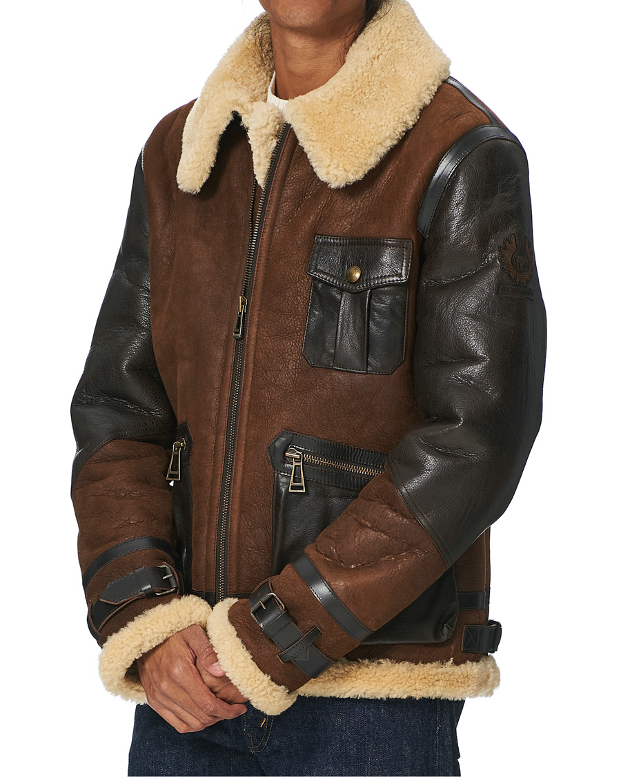 Herren | Jacken | Belstaff | Astell Sherling Leather Jacket Brown/Natural